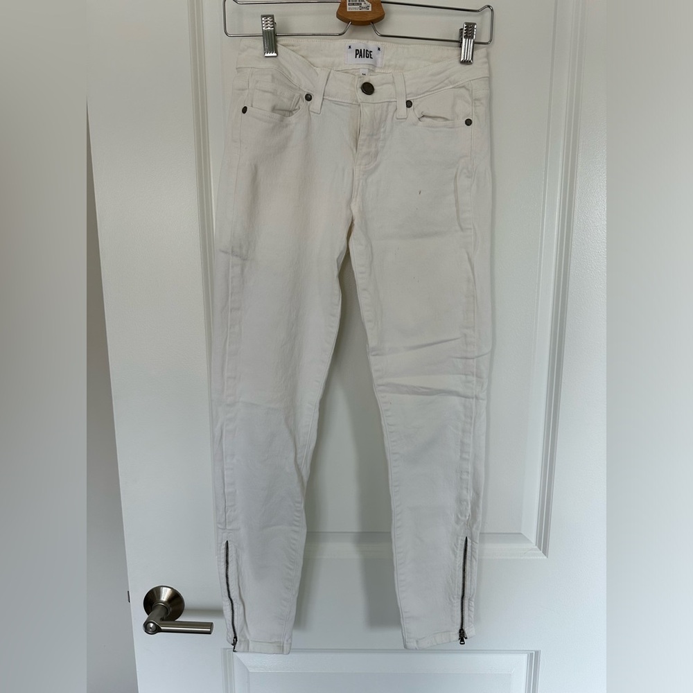 Paige zipper ankle skinny jeans